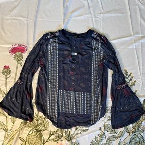 Lucky Brand NWT long sleeve xs blue boho blouse